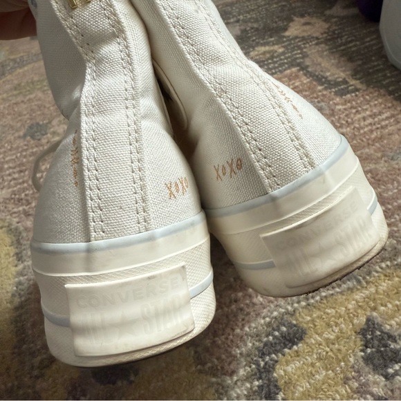 Converse Chuck Taylor All Star Lift Tattoo Vintage White High Top Platform Shoes - Picture 3 of 15
